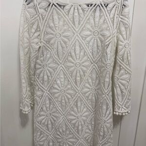 Lilly Pulitzer White Floral Lace Long Sleeve Dress